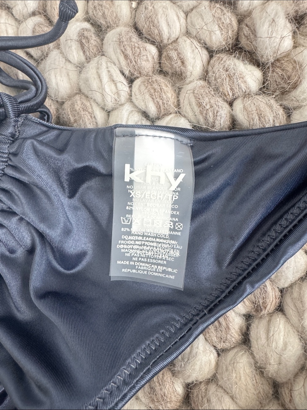 KHY Micro Ruched Bikini Set - Charcoal Grey, xs bottoms, m top - Picture 4 of 6